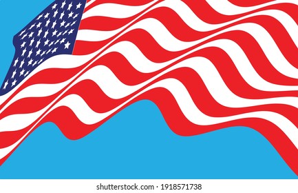 USA Flag . American Wavy Flag . Vector Illustration