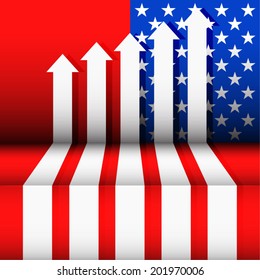 usa flag and arrow up, abstract.A vector illustrator
