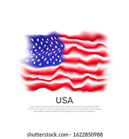 USA flag background. Abstract flag of usa on a white background. National american poster. Vector grunge design. State american patriotic banner, cover