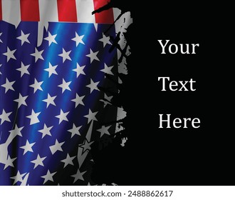 USA flag background,  brushed flag with text. Template for  banner.