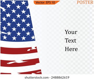 USA flag background,  brushed flag with text. Template for  banner.