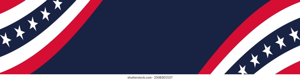 USA Flag Background with Copy Space. Dark Blue Background with Patriotic American Pattern. Waving United States of America Flag Border Banner for Labor Day, 4th of July, Patriot Day etc.