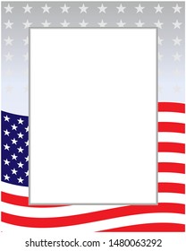 USA flag background frame with empty space for your text.