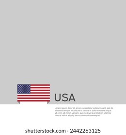 USA flag background. State patriotic us banner, cover. Document template with united states flag on white background. National poster. Business booklet. Vector illustration, simple laconic design