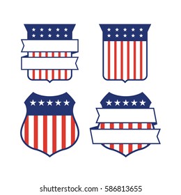 USA flag badges with ribbons