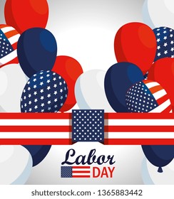 usa flag and balloons to labor day celebration