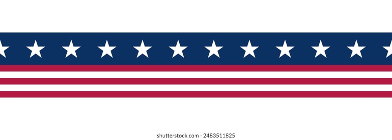 USA flag banner. American flag ribbon. USA ribbon, stripe seamless pattern