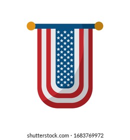 Usa flag banner flat style icon design, United states america independence day nation us country and national theme Vector illustration