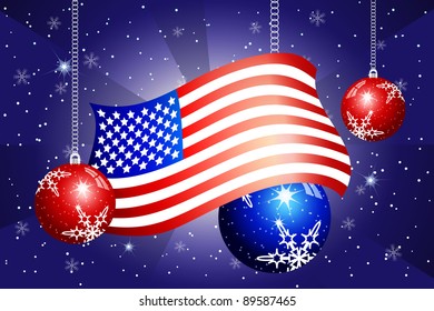 USA flag and baubles