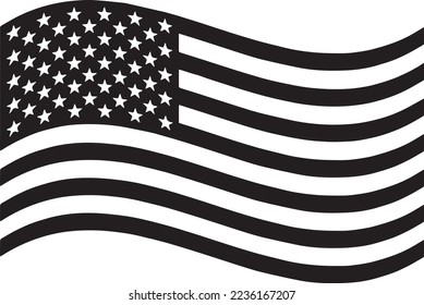 Bandera de Estados Unidos en blanco y negro