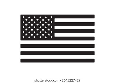 USA flag black and white icon, US Flag Cut File, 4th of July Stencil, American flag vector illustration.