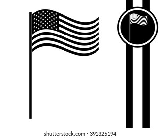 USA flag - black and white vector icon