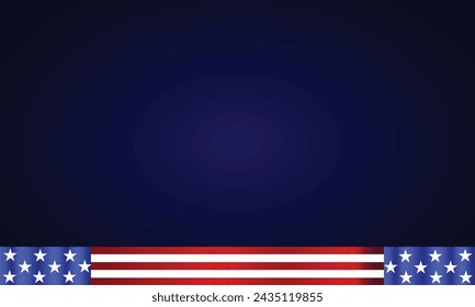 Usa Flag with blue radial background illustration Design