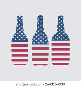 USA Flag Bottles Design, Patriotic Drink Container, vector illustration