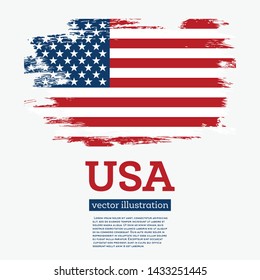 USA Flag with Brush Strokes. Vector Illustration. 