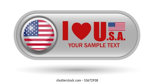 USA Flag Button Icon with Copy Space