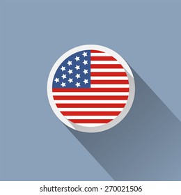 USA Flag Button Icon. Independence Day.