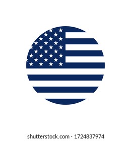 USA flag button icon. Monochrome sign. Vector illustration