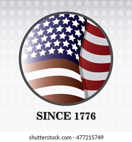 usa flag button landmark patriotic united states of america icon. Colorful design. Vector illustration