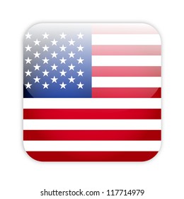 USA flag button on white