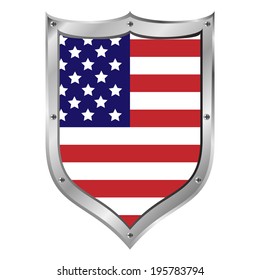 USA flag button on a white background. Vector illustration.