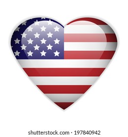 USA flag button on a white background. Vector illustration.