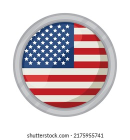 usa flag button on white background