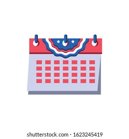 Usa flag calendar design, United states america independence nation us country and national theme Vector illustration