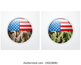 USA Flag with camouflage Background.Vector