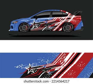 Gráficos vectoriales de diseño de envoltura de coches de bandera de EE.UU.