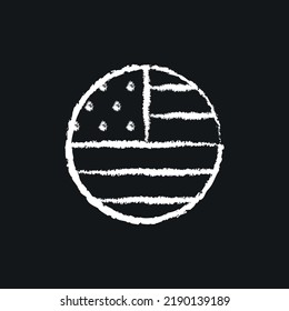 USA flag chalk icon. Thin line hand-drawn illustration. Vector isolated drawing.