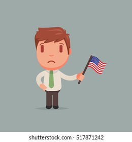 USA Flag & Character vector illustration