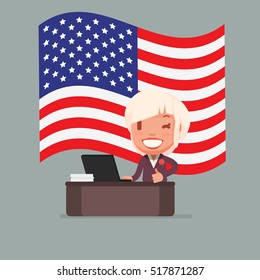 USA Flag & Character vector illustration
