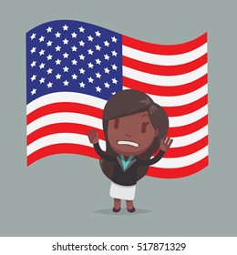 USA Flag & Character vector illustration
