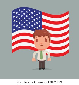 USA Flag & Character vector illustration