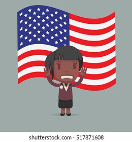 USA Flag & Character vector illustration