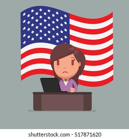 USA Flag & Character vector illustration