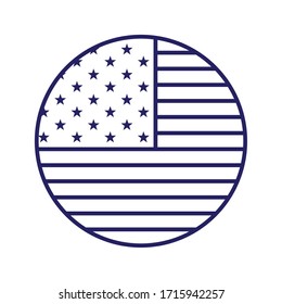 Usa Flag Circle Line Style Icon Design, United States America Independence Day Nation Us Country And National Theme Vector Illustration