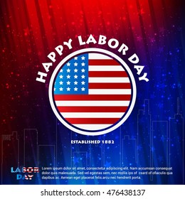 USA flag circle. September 5th, United state of America, American Happy Labor day design. Beautiful USA flag Composition. Labor Day poster design. Vector illustration