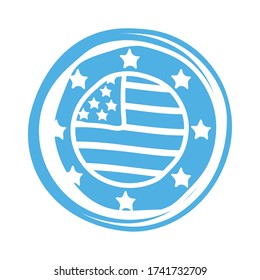 usa flag circular frame block style vector illustration design