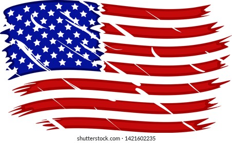 USA flag closeup on a white, isolated.