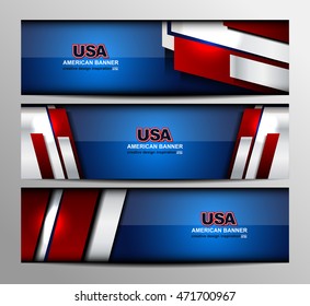 USA Flag Color Banner Backgrounds, vector illustration