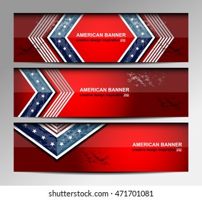 USA Flag Color Banner Backgrounds, vector illustration