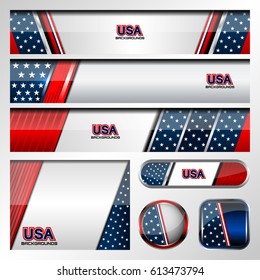 USA Flag color, Vector banners background for Independence Day and other events