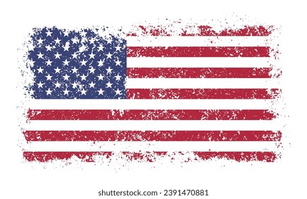 Emblemador grunge colorido de la bandera de los Estados Unidos con símbolo político de los Estados Unidos de América en ilustración vectorial de estilo retro