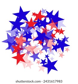 USA flag colors cool fourth of july wallpaper.  Flying stars confetti american symbols. Independence day celebration design.