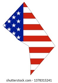USA Flag Combined With the Map of US District of Washington