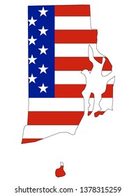 USA Flag Combined With the Map of US Federal State of Rhode Island