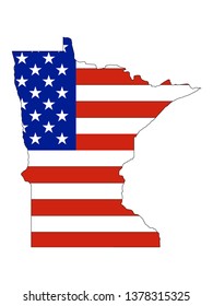 USA Flag Combined With the Map of US Federal State of Minnesota