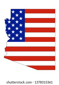 USA Flag Combined With the Map of US Federal State of Arizona